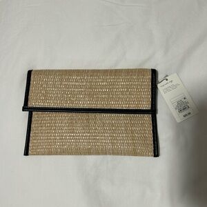 Straw Woven Clutch with Black Trim